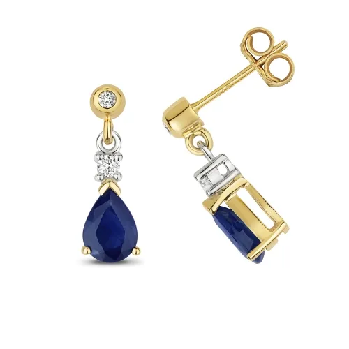 Sapphire Drop Earrings Yellow Gold